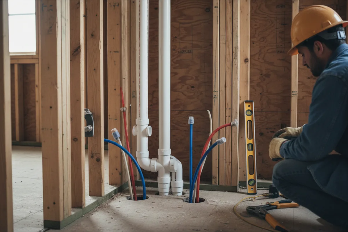 Drain and supply rough-in during Sump Pump Repair in Bridgeville