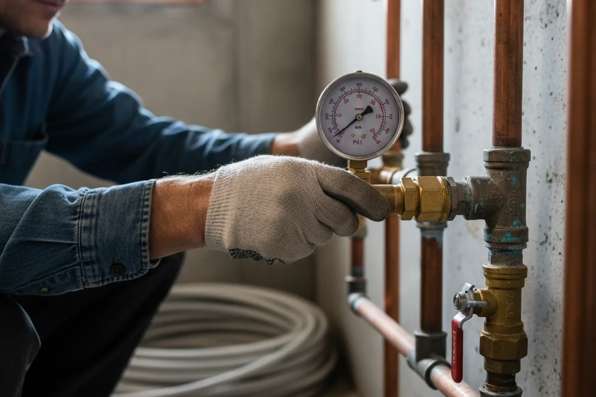 Pressure testing a repaired line during Water Line Repair in Bridgeville